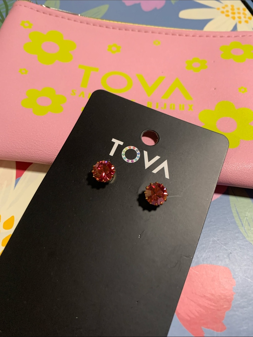 NWT TOVA CHRISLEY STUDS GOLD/ROSE CHAMPAGNE - Picture 8 of 16